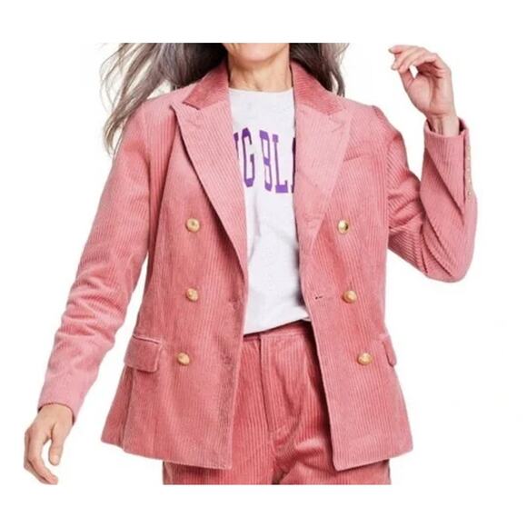 Rowing Blazers x Target Corduroy Double Breasted Blazer Rose Pink Size M NWT - Picture 1 of 9